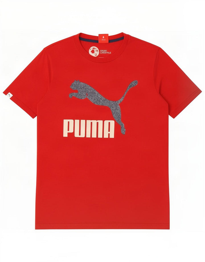 Męska koszulka z grafiką Puma, bawełniana, średnia czerwona