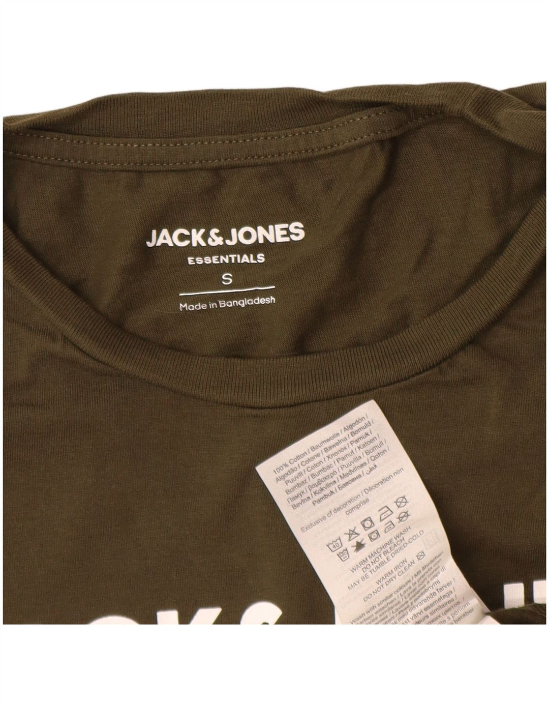 Męski T-shirt z grafiką Jack & Jones, mały, bawełniany khaki