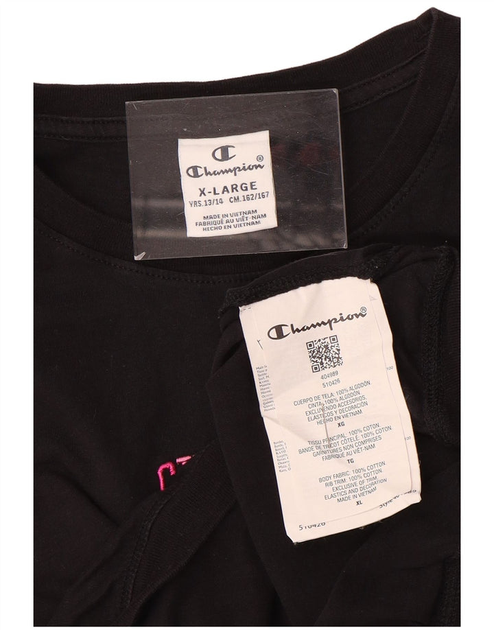 T-shirt dziewczęcy CHAMPION 13-14 lat XL, czarny, bawełniany