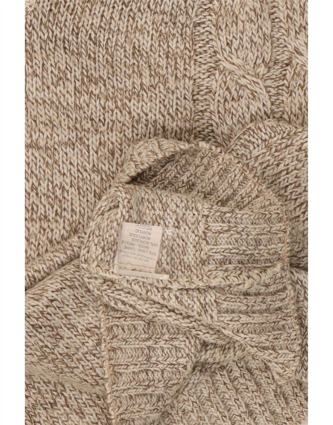 Vintage męski sweter z dekoltem w kształcie litery V, XL, brązowa, wełniana nakrapiana