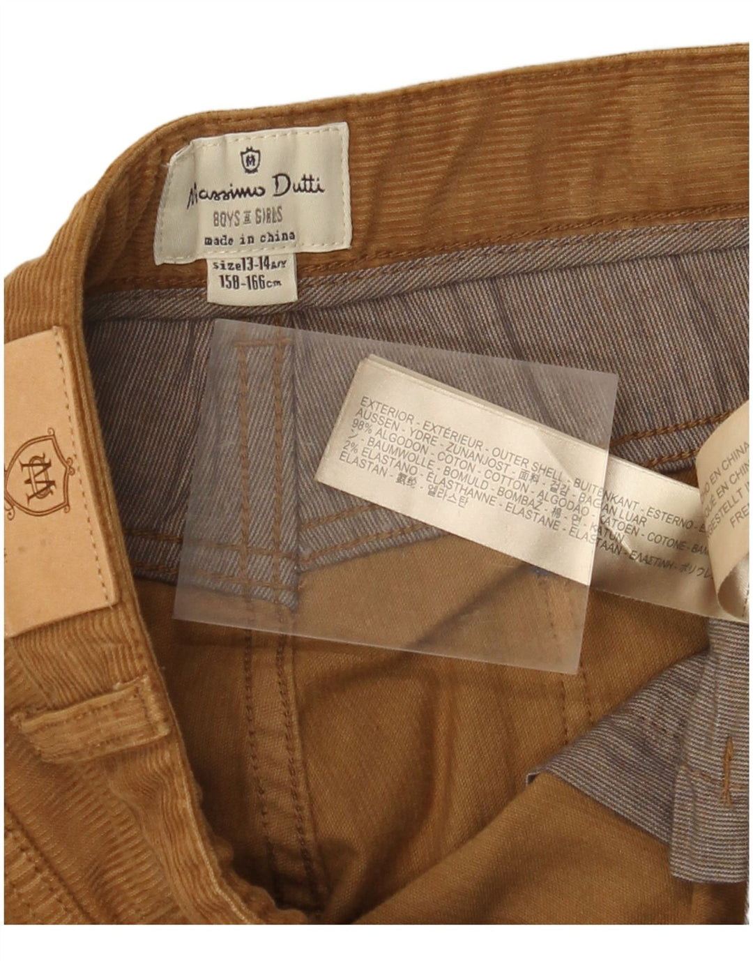 MASSIMO DUTTI Wąskie spodnie sztruksowe chłopięce 13-14 lat W28 L32 Brązowa bawełna