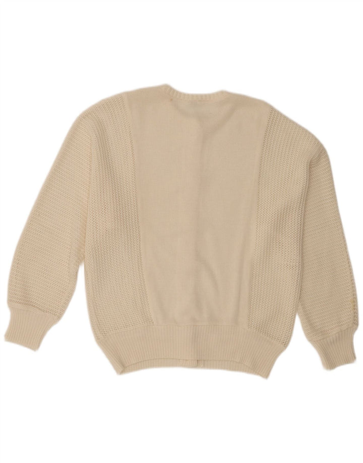 Sweter damski w stylu vintage IT 46, duży, złamany biały, poliakryl