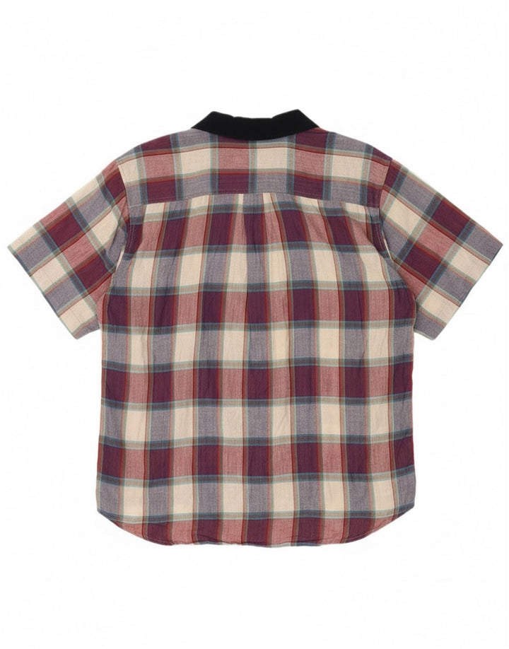 Koszula męska z krótkim rękawem w stylu vintage, duża, wielobarwna, bawełniana krata