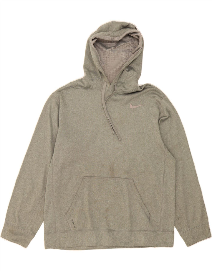 NIKE Mens Therma-Fit Hoodie Jumper Large Grey Polyester Vintage Nike and Second-Hand Nike from Messina Hembry 