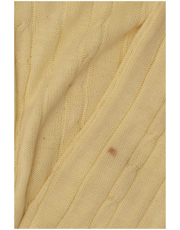 Sweter męski z okrągłym dekoltem w stylu vintage, średnio żółty