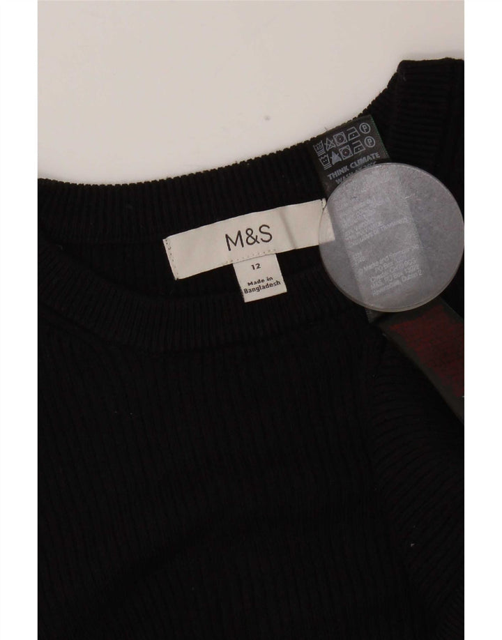 Marks & Spencer Damski top z długim rękawem UK 12, średni czarny wiskoza