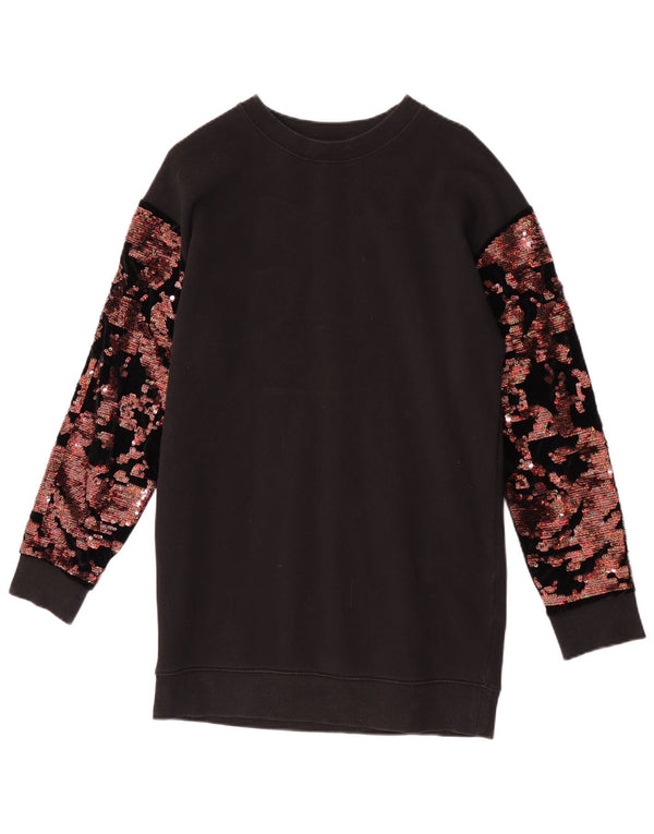 Damski sweter z długim rękawem Topshop UK 8, mały, czarny, z blokami kolorów