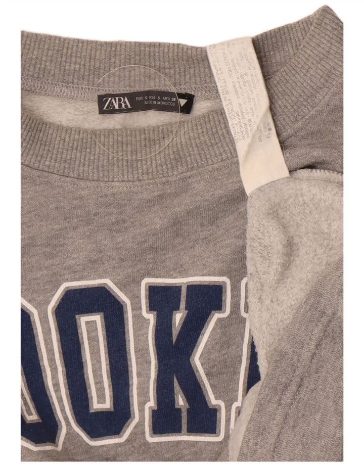Damska bluza oversize Zara Brooklyn Graphic, UK 10, mała szara