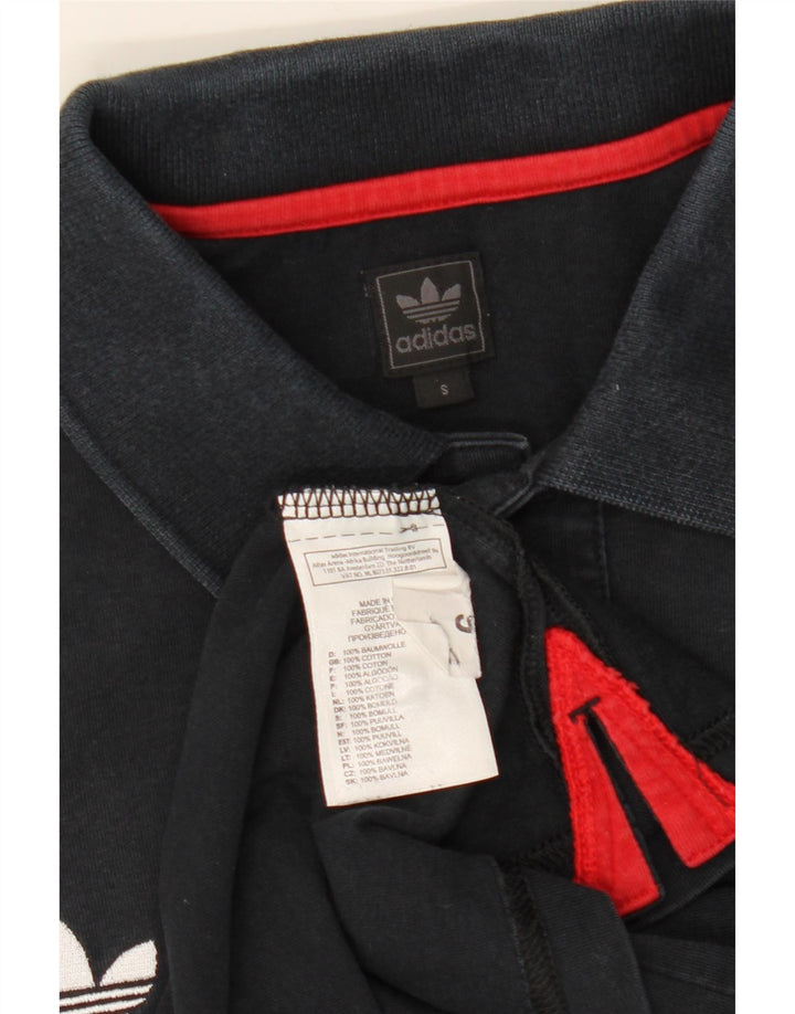 Męska koszulka polo ADIDAS, mała, czarna, bawełniana z blokami kolorów