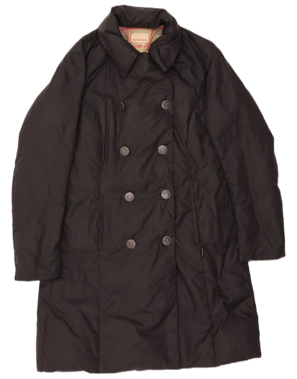 Dwurzędowy ocieplany płaszcz damski Calvin Klein Jeans UK 14, średni czarny