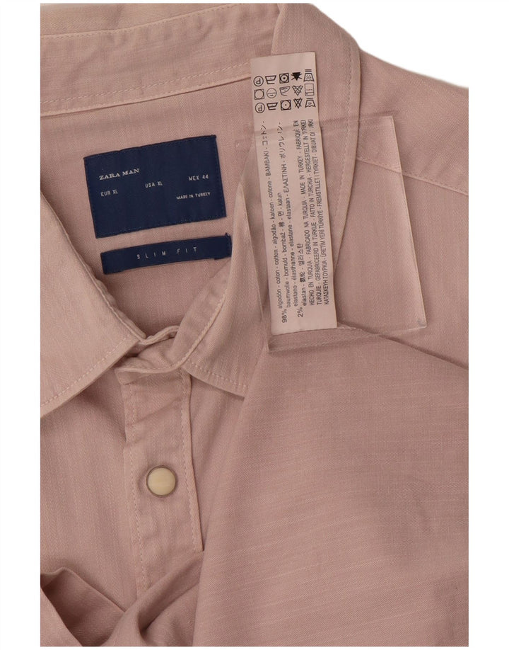 Koszula męska Zara Slim Fit XL, różowa, bawełniana
