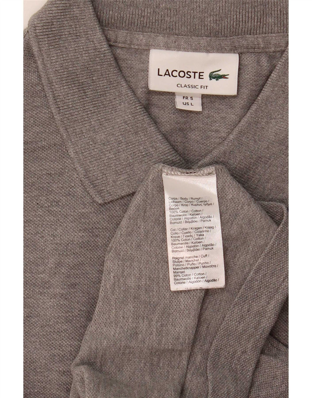 Męska koszulka polo Lacoste o klasycznym kroju, rozmiar 7, duża, szara bawełna