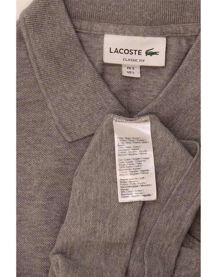 Męska koszulka polo Lacoste o klasycznym kroju, rozmiar 7, duża, szara bawełna