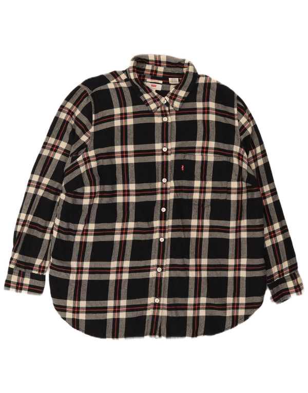 Damska koszula flanelowa Levi's o swobodnym kroju UK 18 XL, bawełniana w czarną kratkę