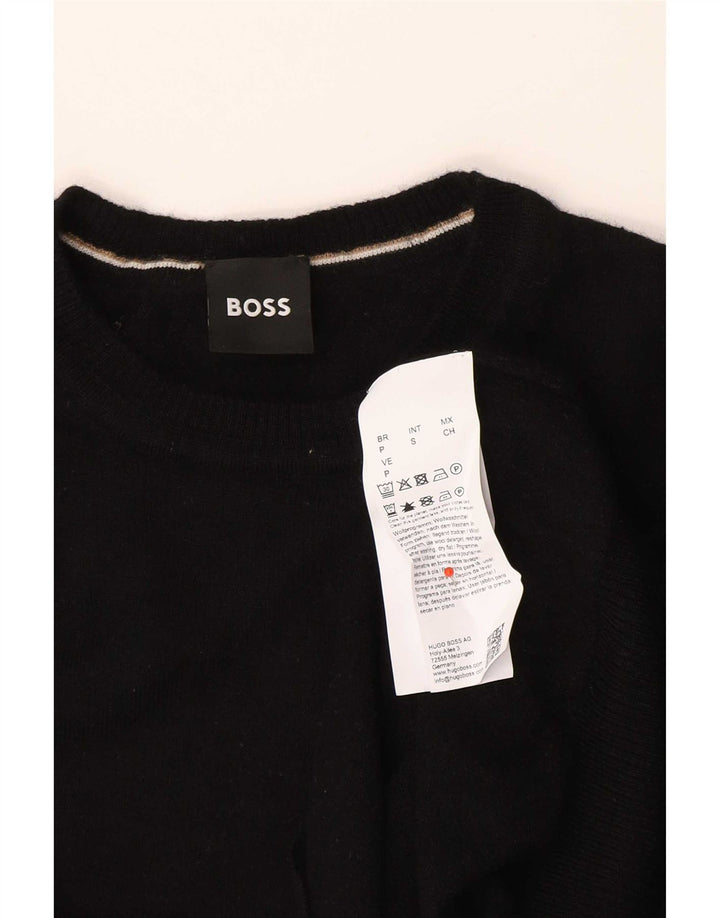 Męski sweter z okrągłym dekoltem Hugo Boss, mała czarna, z dziewiczej wełny