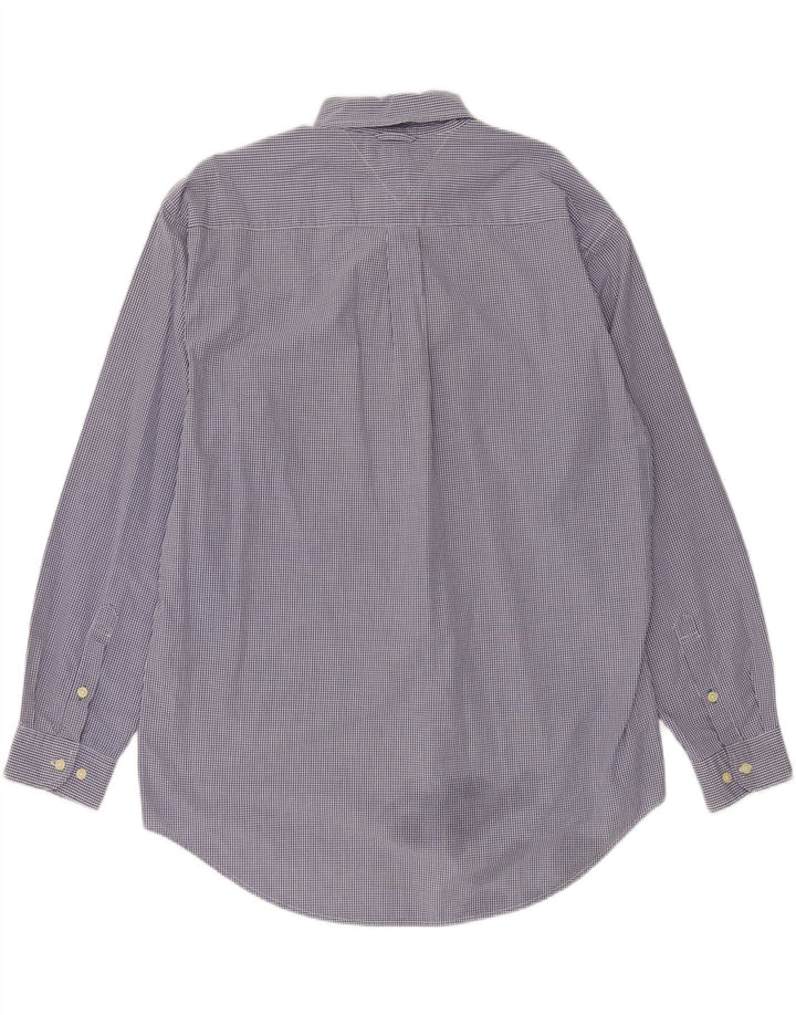 TOMMY HILFIGER Mens Shirt Large Blue Gingham Cotton Vintage Tommy Hilfiger and Second-Hand Tommy Hilfiger from Messina Hembry 