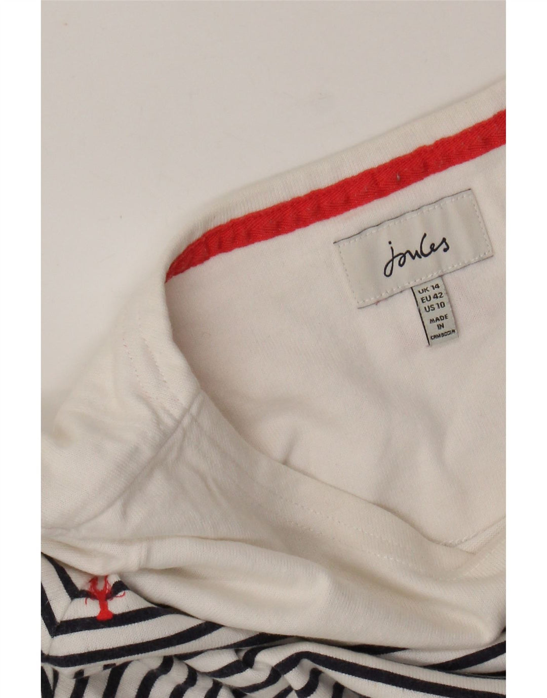 Damski top JOULES z długim rękawem UK 14 w duże białe paski