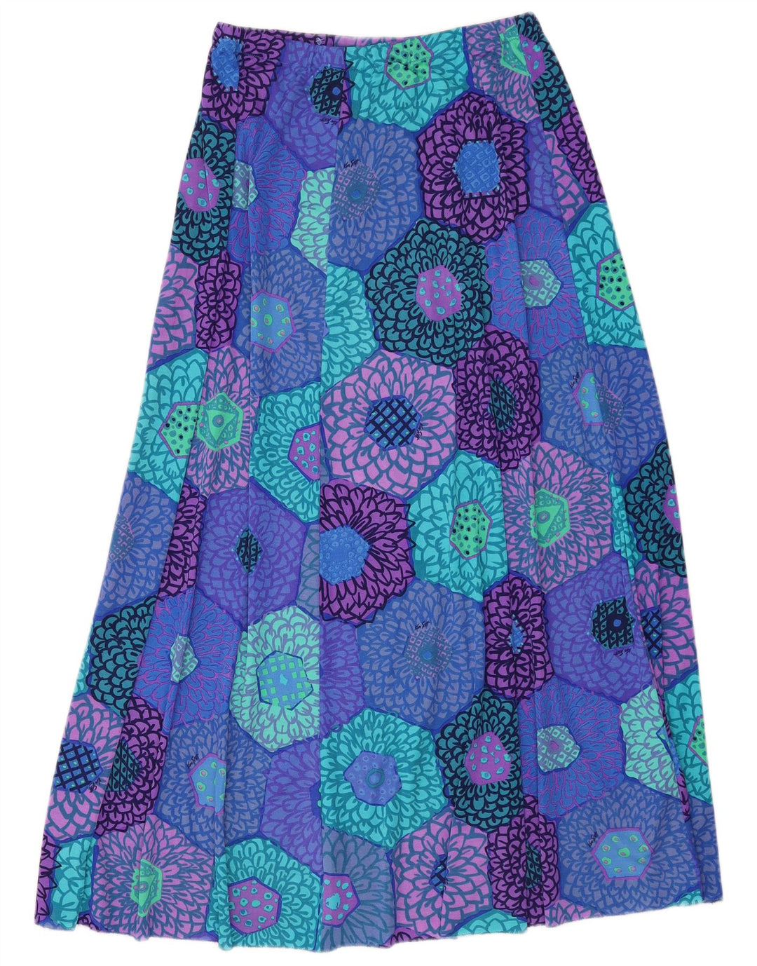 Vintage damska spódnica Maxi W34 duża niebieska w kwiaty