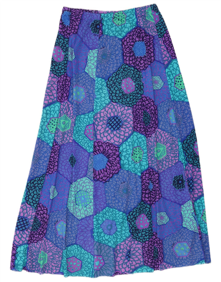 Vintage damska spódnica Maxi W34 duża niebieska w kwiaty