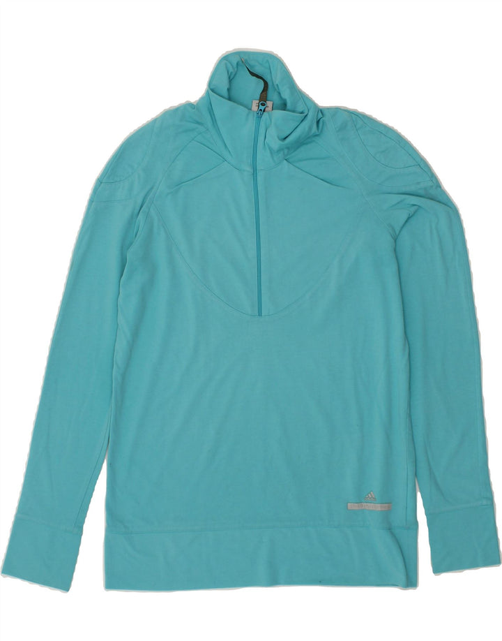 ADIDAS Womens Zip Neck Top Long Sleeve EU 38 Medium Blue Polyester Vintage Adidas and Second-Hand Adidas from Messina Hembry 