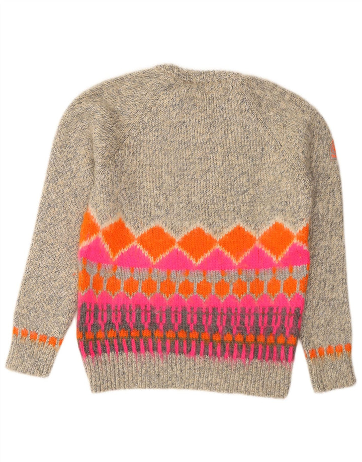Damski sweter Superdry z okrągłym dekoltem UK 14 Średni szary Fair Isle