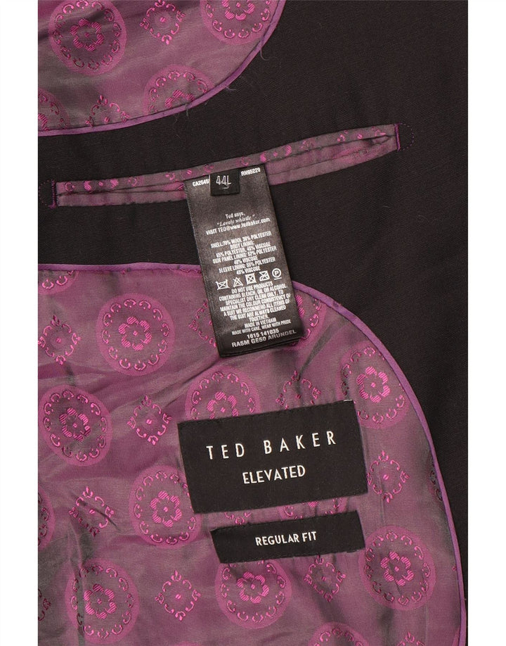 Ted Baker Męska marynarka, długa, zapinana na 2 guziki, o regularnym kroju, UK 44, 2XL, czarna wełniana