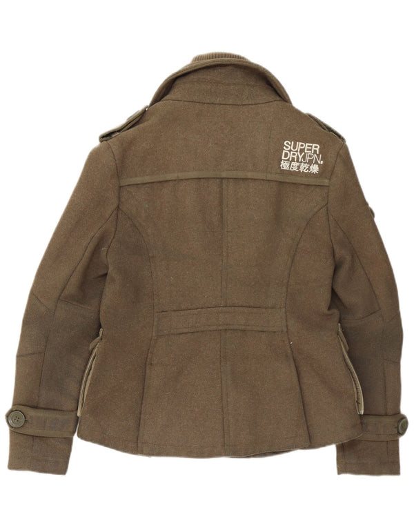 Damska kurtka wojskowa Superdry UK 10, mała, wełniana khaki
