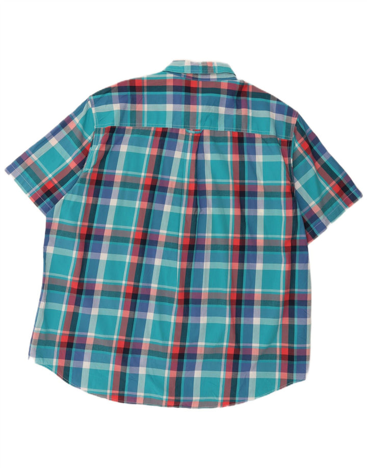 Męska koszula z krótkim rękawem Chaps, duża, 2XL, bawełniana w niebieską kratkę