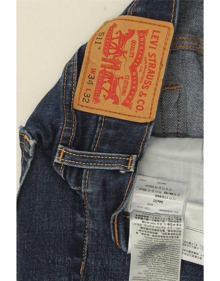 Męskie jeansy Levi's 511 Slim W34 L32 Granatowa bawełna