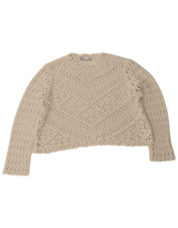 Damski sweter oversize z okrągłym dekoltem Zara UK 10 Small White