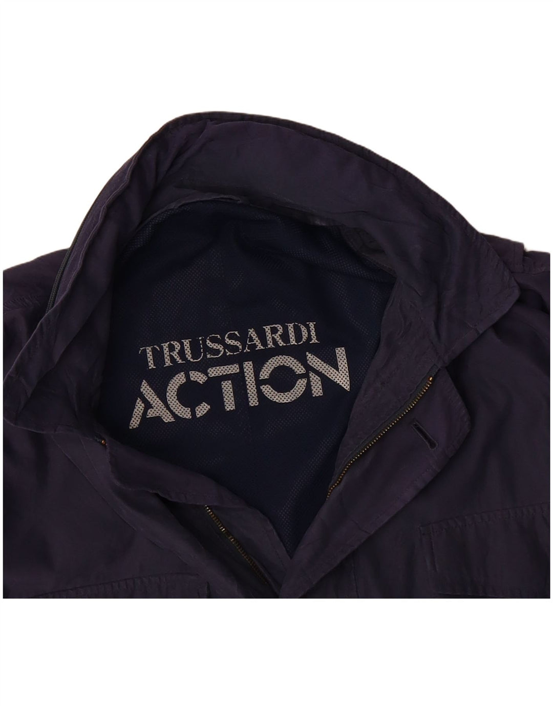 TRUSSARDI Mens Hooded Utility Jacket UK 42 XL Navy Blue Polyester