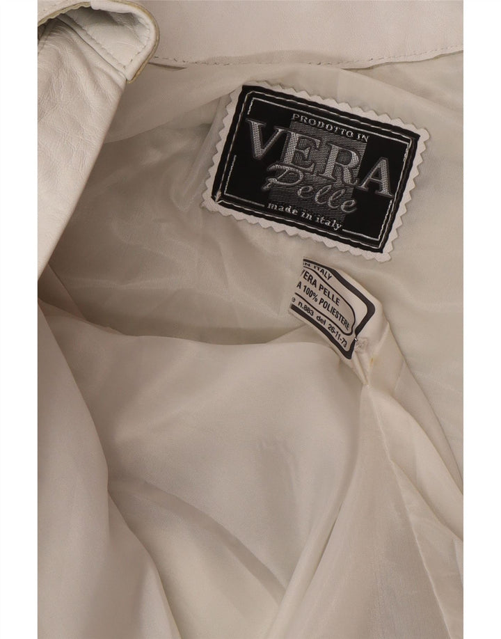 Vintage damska kurtka skórzana Bomber UK 16, duża, szara skóra