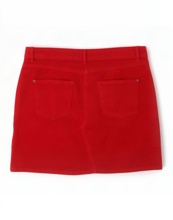 Marks & Spencer Damska mini spódniczka sztruksowa UK 14 duża W32 czerwona bawełna