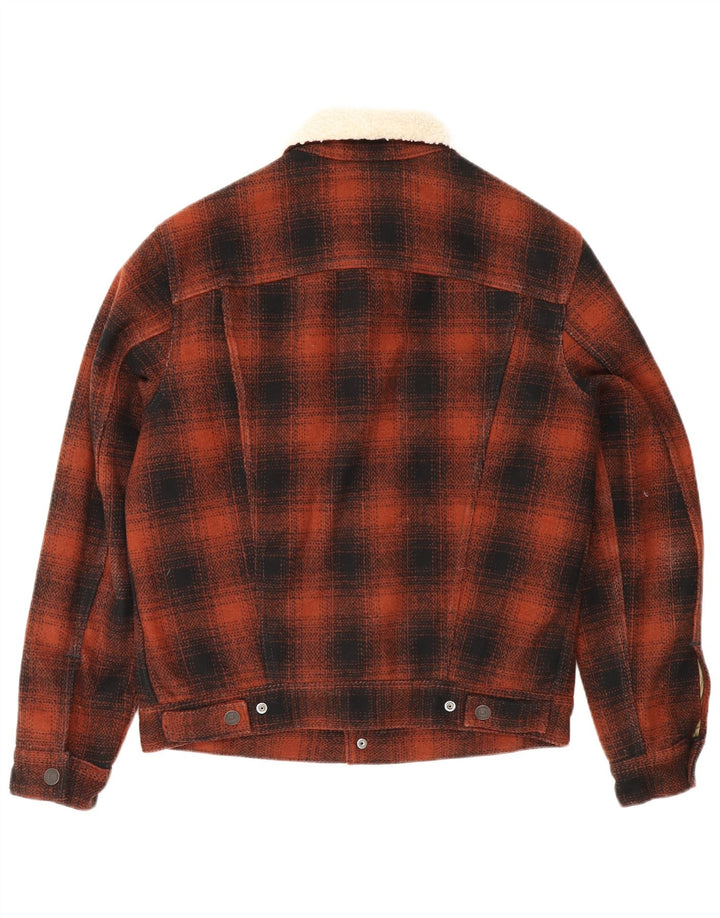 Męska kurtka Levi's Sherpa UK 36, mała, brązowa, poliestrowa kratka