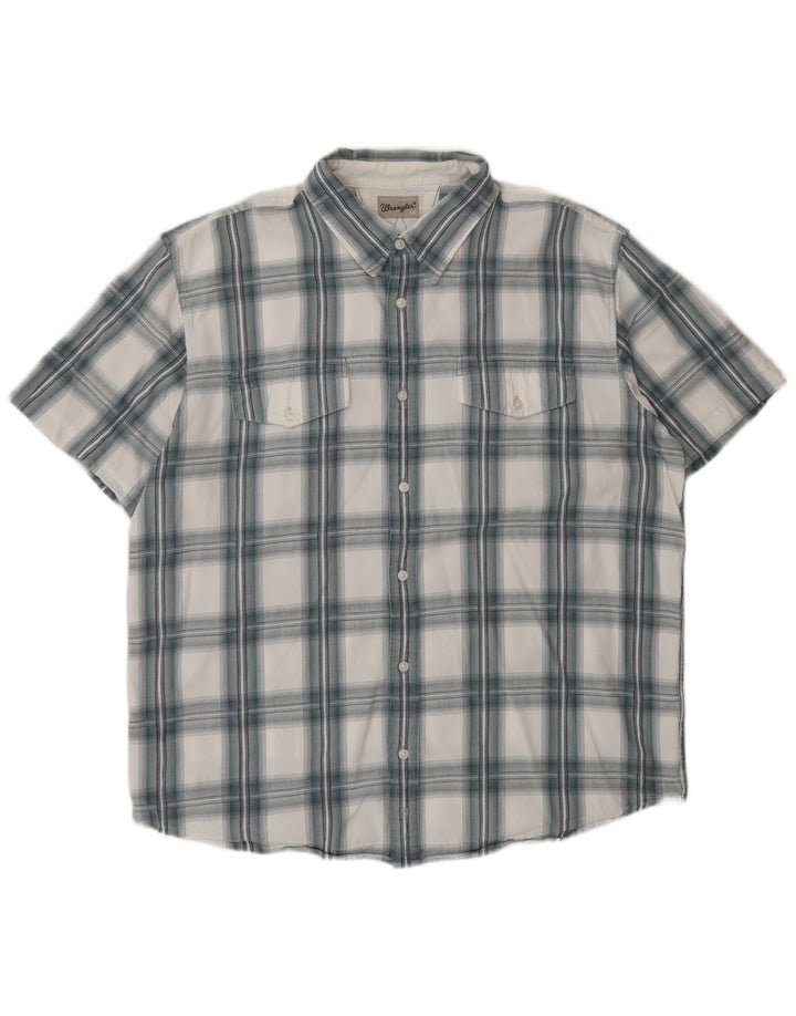 Męska koszula z krótkim rękawem Wrangler 2XL, bawełniana niebieska kratka