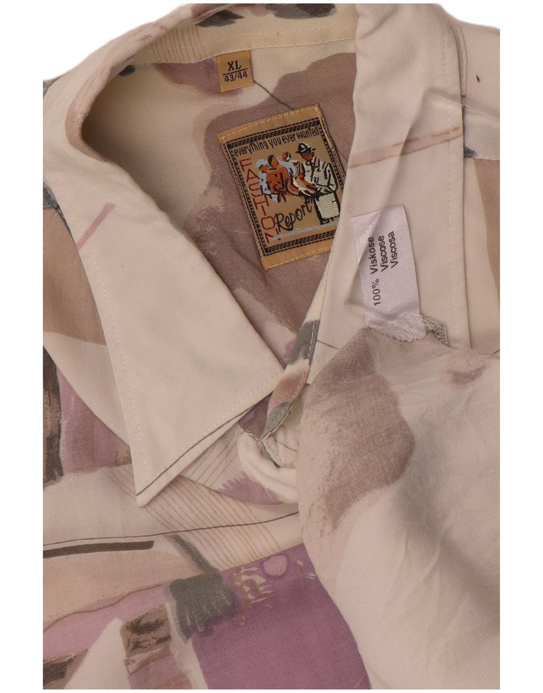 Koszula męska VINTAGE w abstrakcyjny wzór, rozmiar 43/44 XL, wielobarwna