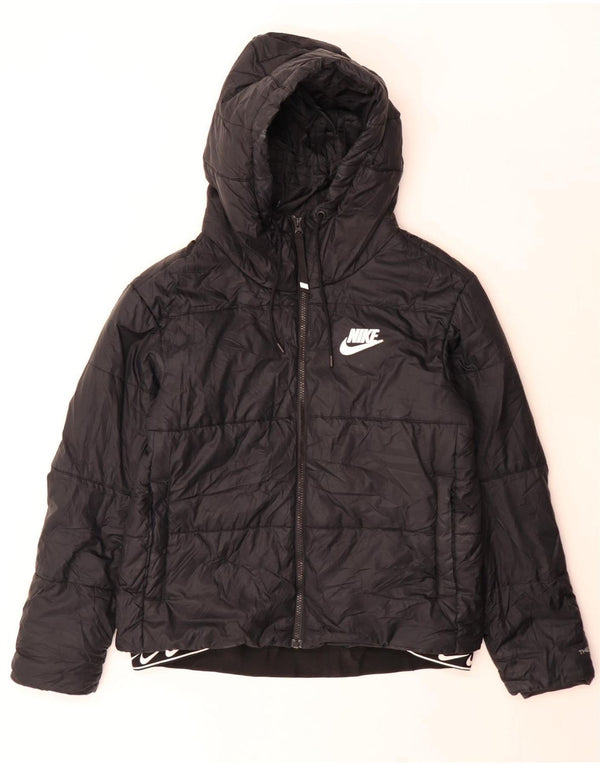 Damska wyściełana kurtka z kapturem Nike Therma-Fit Graphic UK 14, średnia czarna