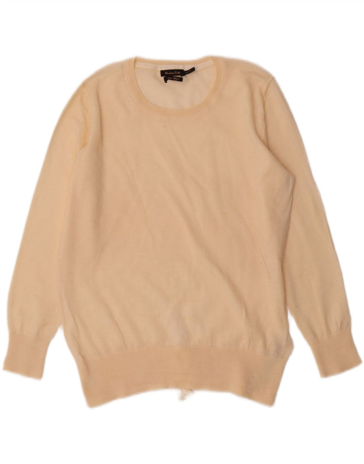Sweter damski Massimo Dutti z okrągłym dekoltem UK 12, średni beż, wełna
