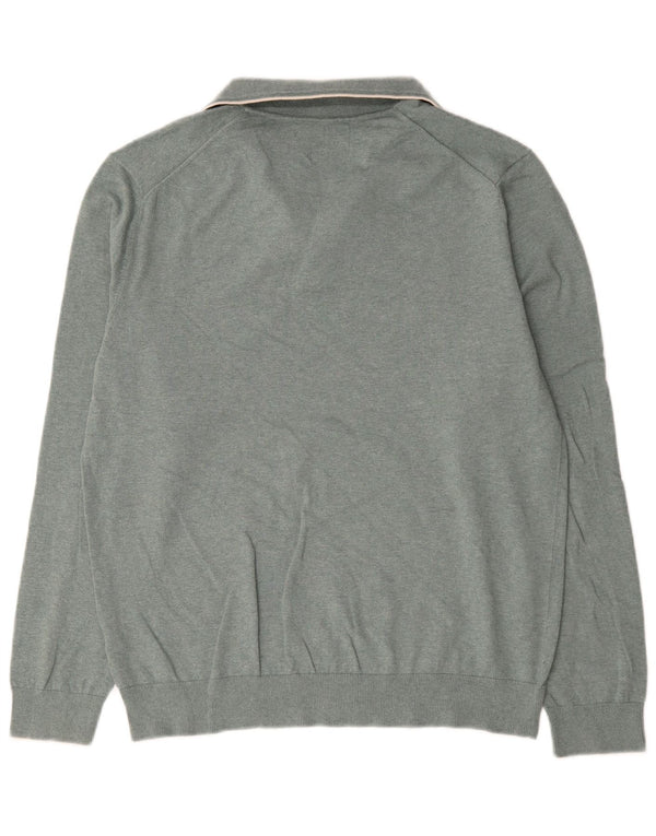 Marks & Spencer Męski sweter polo, duży, zielony, bawełniany