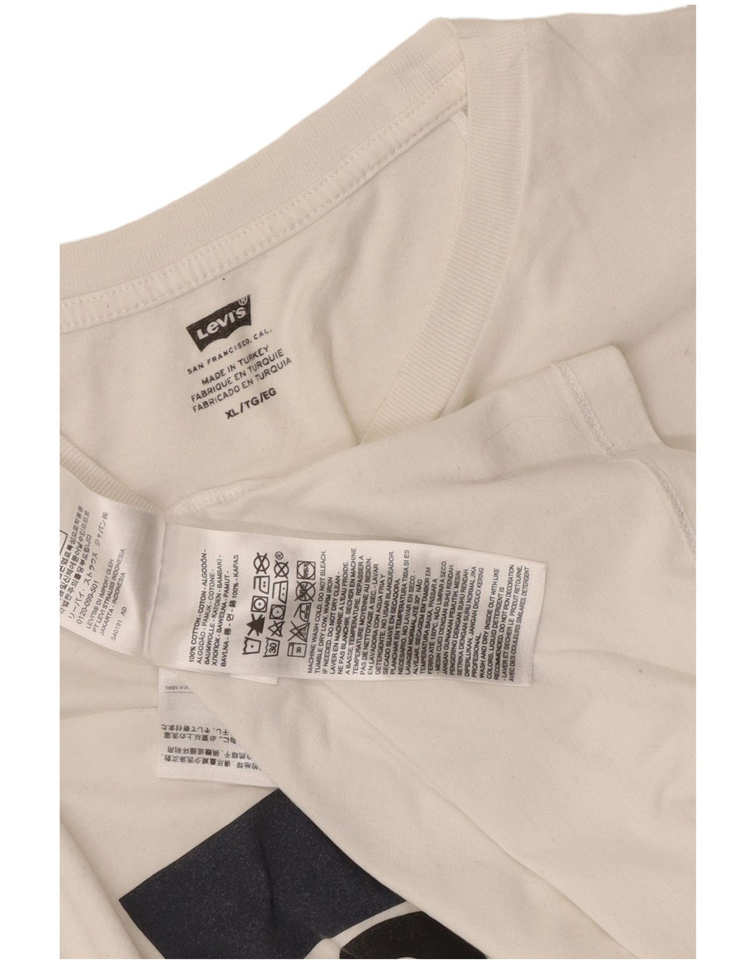 Męska koszulka z grafiką Levi's, góra XL, biała bawełna