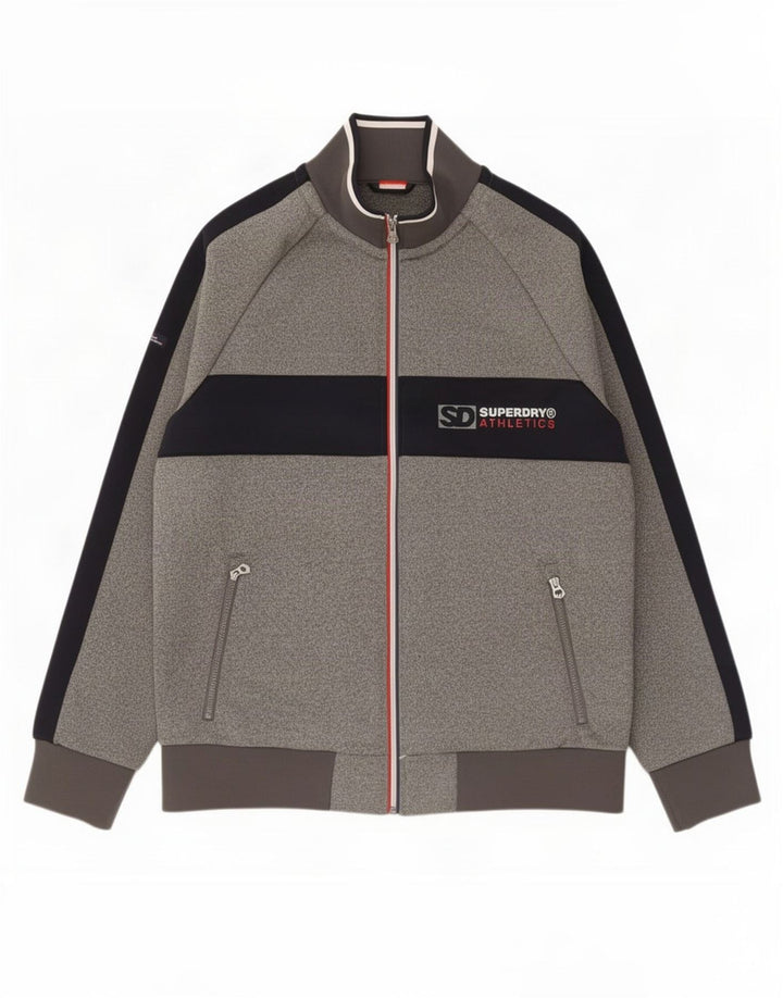 Męska kurtka dresowa Superdry Graphic 2XL Szary poliester z blokami kolorów
