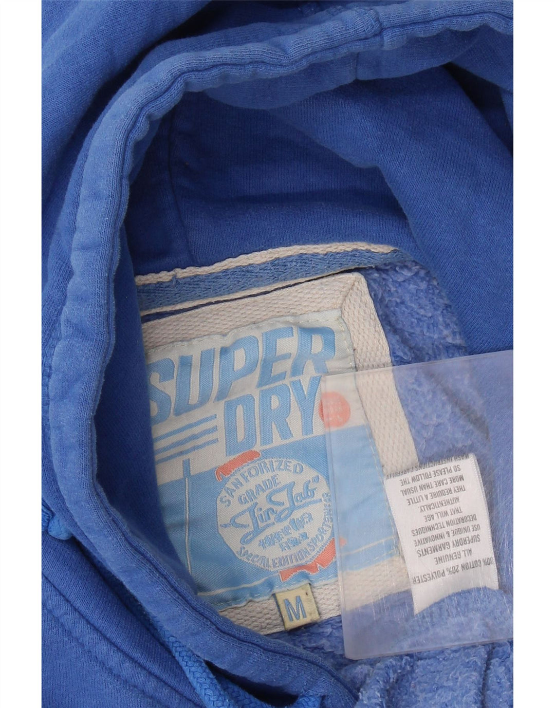 Męski sweter z kapturem Superdry z grafiką, średnioniebieski, bawełniany