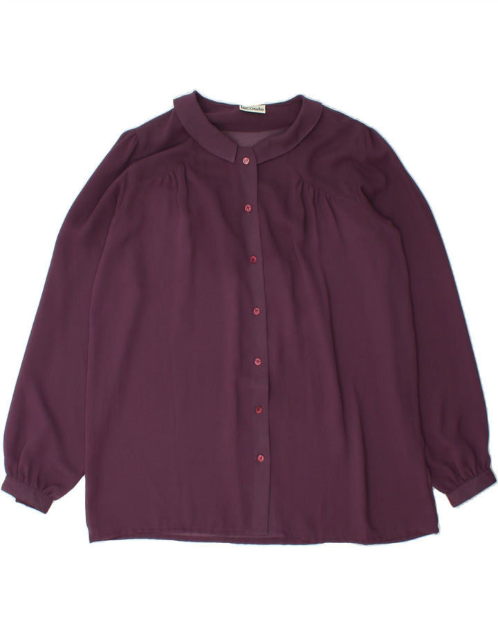 VINTAGE Womens Shirt Blouse UK 12 Medium Purple Polyester Vintage Vintage and Second-Hand Vintage from Messina Hembry 
