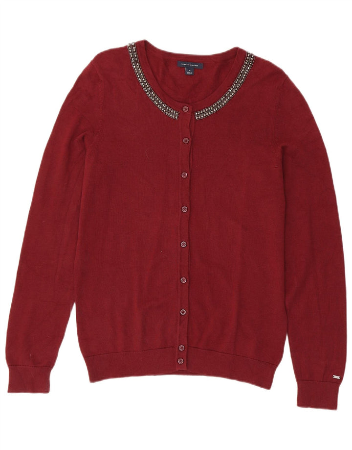 Sweter damski Tommy Hilfiger UK 12, średni bordowy, bawełniany