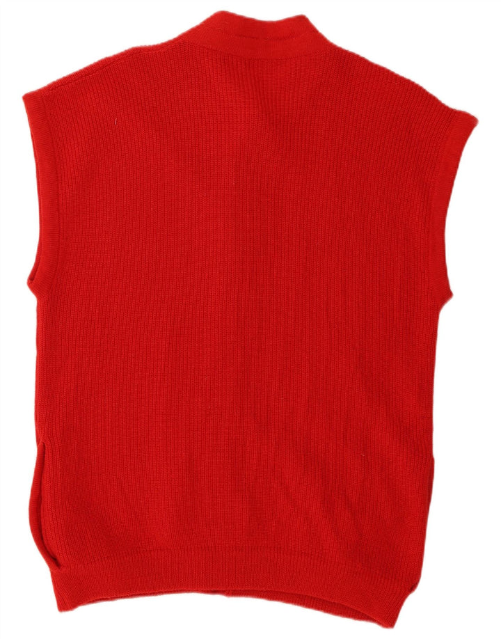 Vintage męski sweter bez rękawów, średni czerwony