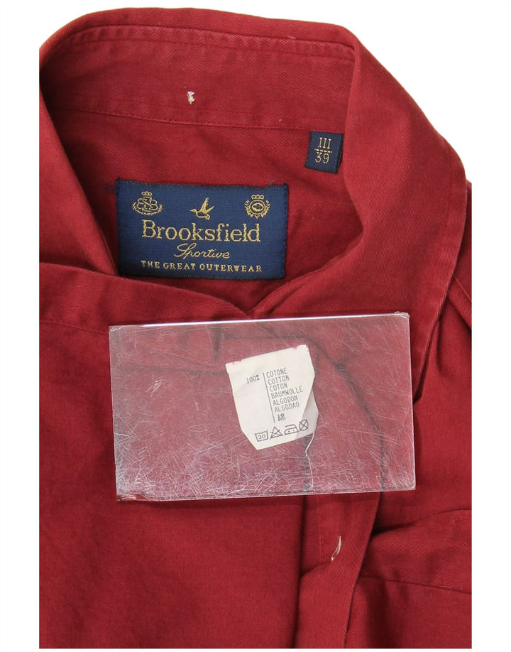 Koszula męska Brooksfield rozmiar 39, średnia bordowa bawełna