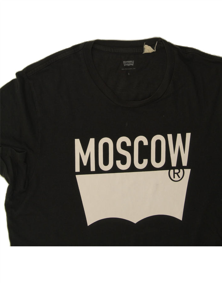 LEVI'S Mens Moscow Graphic T-Shirt Top Small Black Cotton Vintage Levi's and Second-Hand Levi's from Messina Hembry 