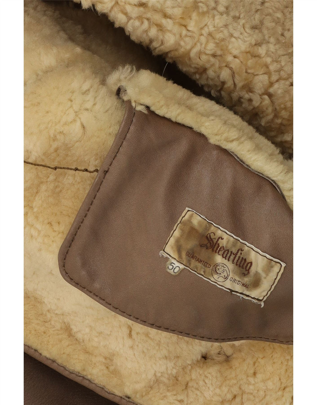 Vintage męska kurtka shearling IT 50 duża szara skóra