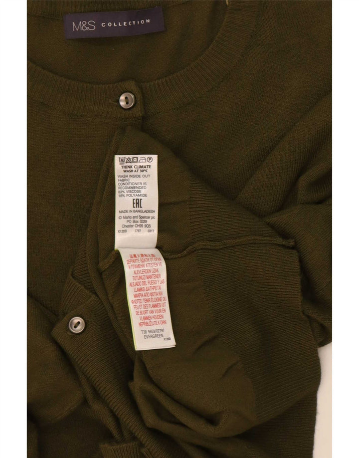 Marks & Spencer Damski sweter kardigan UK 12, średnia wiskoza khaki