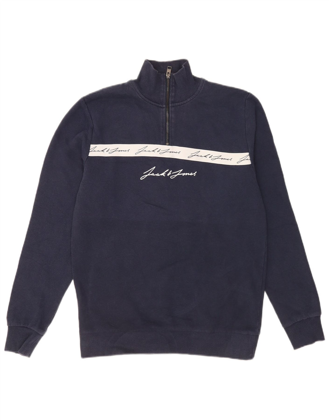 Męski sweter z grafiką Jack & Jones, średni granatowy, blok kolorów
